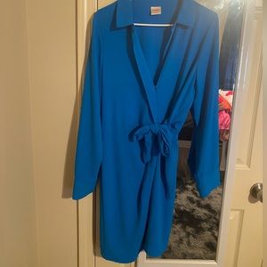 Bright blue tie dress